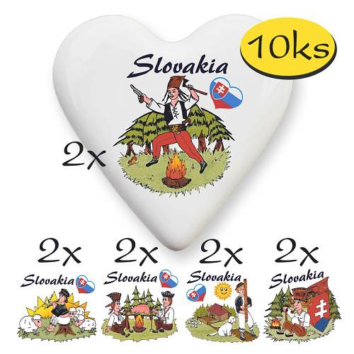 Keramické srdiečko malé SLOVENSKO-SLOVAKIA-kresby-1