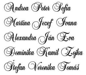 Typ písma č.6 na krstiny Ballad Script